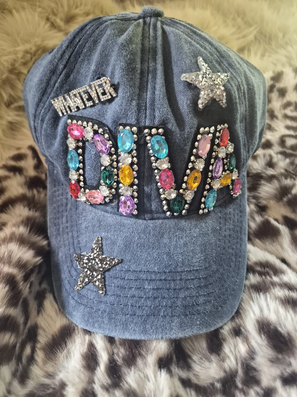 Blue Denim 'DIVA' Jeweled Cap